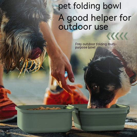 Dog Outdoor Folding Bowl Double-layer Drinking Water Pet Products